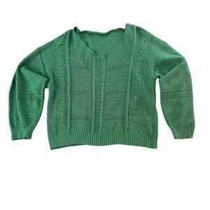 Green V-Neck Women's Sweater